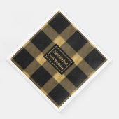 Serviette En Papier Cocktail Napkins Black Gold Modern Celebration (Coin)