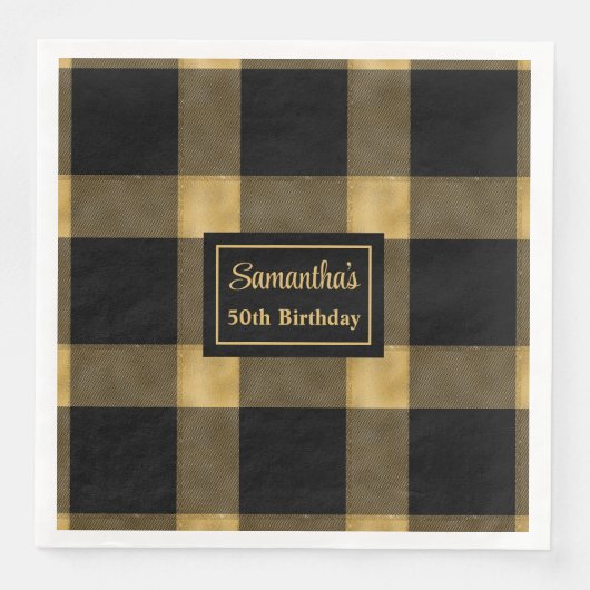 Serviette En Papier Cocktail Napkins Black Gold Modern Celebration (Devant)