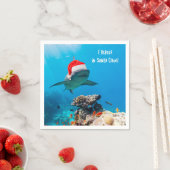 Serviette En Papier Cocktail Napkins, Shark Christmas (En situation)