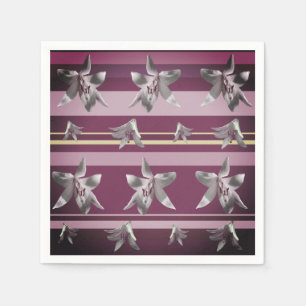 Serviette En Papier Cocktail Napktail Grandes et Fleurs roses