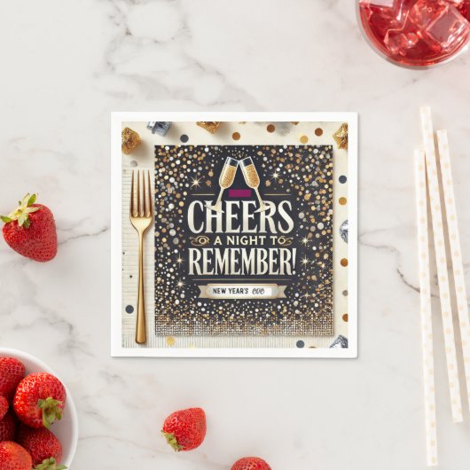 Serviette En Papier Cocktail New Years Eve Standard (En situation)