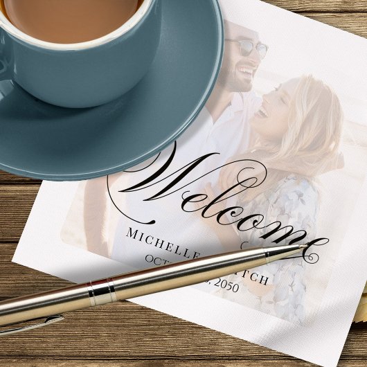 Serviette En Papier Cocktail noir et blanc Mariage Photo