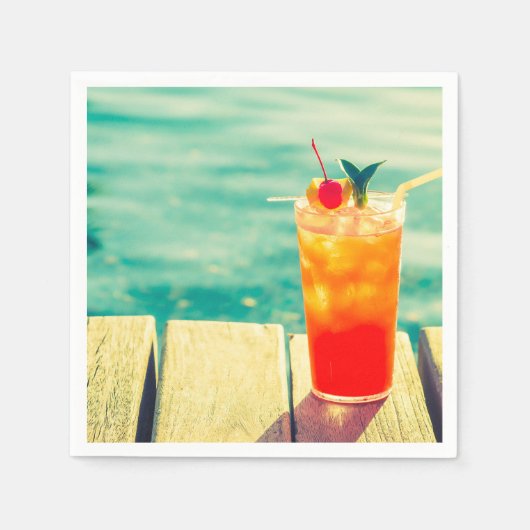 Serviette En Papier Cocktail orange fruité (Devant)