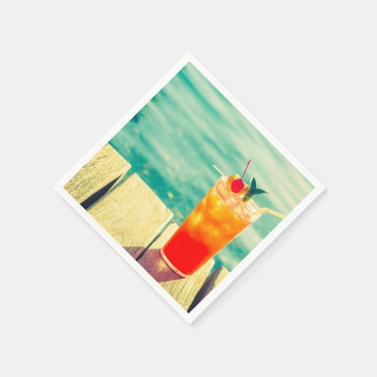 Serviette En Papier Cocktail orange fruité (Coin)