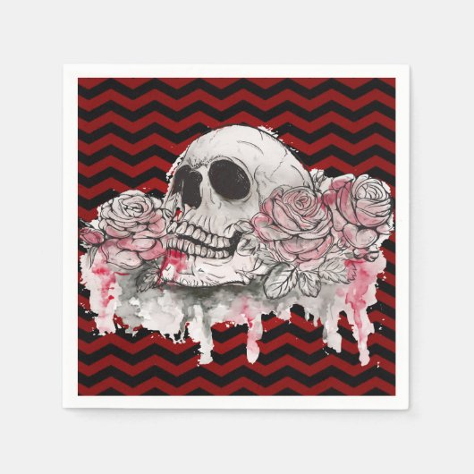 Serviette En Papier Cocktail Papier à Naples Rose Gothic Chevron re (Devant)