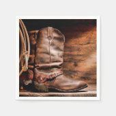 Serviette En Papier Cocktail Papier Napkin Cowboy Bottes Grange Bois R (Devant)