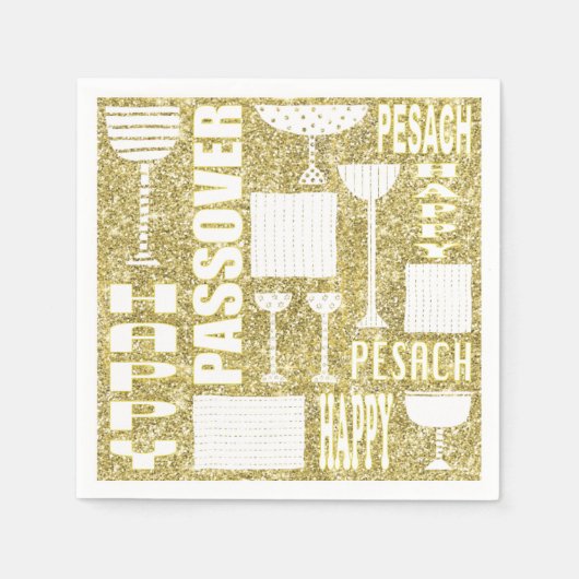 Serviette En Papier Cocktail Pâque Napkins "PASSOVER OR" Motif (Devant)