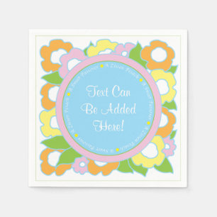 Serviette En Papier Cocktail Pâque Naples Fleurs Pastel Motif