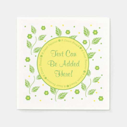 Serviette En Papier Cocktail Pâque Serviettes "Feuilles verts/jaunes" (Devant)