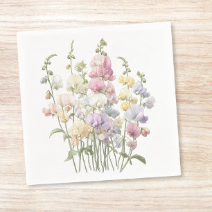 Serviette En Papier Cocktail Pastel Whimsical Sweet Pea Flowers