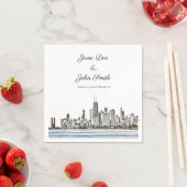 Serviette En Papier Cocktail personnalisé Chicago Skyline Napkin (En situation)