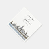 Serviette En Papier Cocktail personnalisé Chicago Skyline Napkin (Coin)