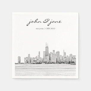 Serviette En Papier Cocktail personnalisé Chicago Skyline Napkin