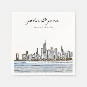 Serviette En Papier Cocktail personnalisé Chicago Skyline Napkin