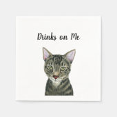 Serviette En Papier Cocktail personnalisé de chat Napkin (Devant)