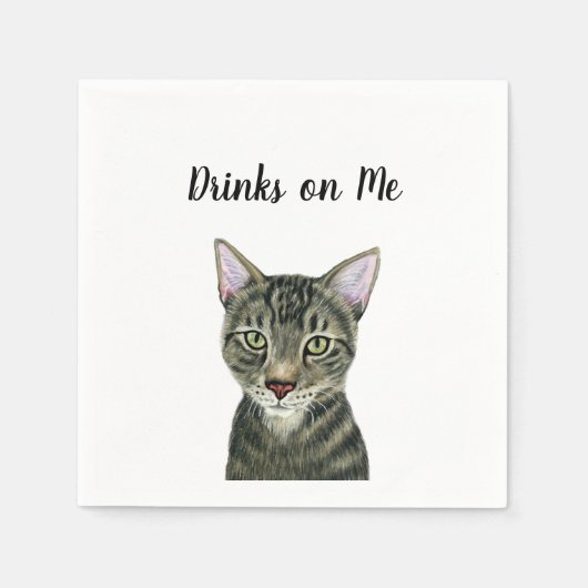 Serviette En Papier Cocktail personnalisé de chat Napkin (Devant)