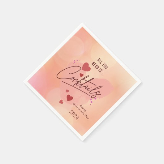 Serviette En Papier Cocktail personnalisé de la Saint-Galentin serviet (Coin)