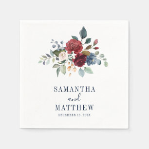 Serviette En Papier Cocktail personnalisé de mariage floral rustique d