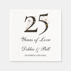 Serviette En Papier Cocktail personnalisé du 25e anniversaire de la fê