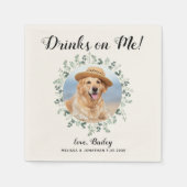 Serviette En Papier Cocktail personnalisé Mariage chien (Devant)
