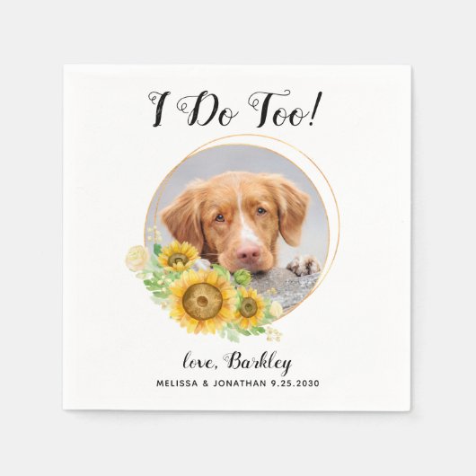 Serviette En Papier Cocktail personnalisé Mariage de chien (Devant)