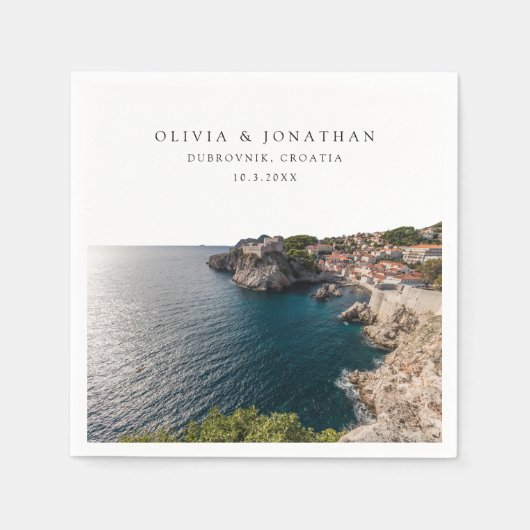 Serviette En Papier Cocktail personnalisé Mariage Dubrovnik Napkin (Devant)