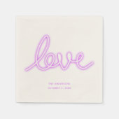 Serviette En Papier Cocktail personnalisé serviettes Neon Love Purple (Devant)