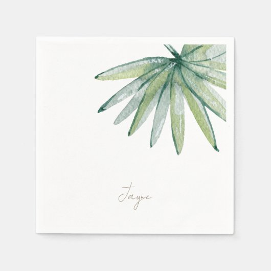 Serviette En Papier Cocktail personnalisé simple Tropical Frond (Devant)