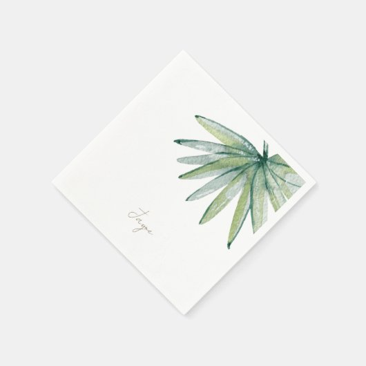 Serviette En Papier Cocktail personnalisé simple Tropical Frond (Coin)
