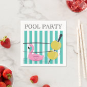 Serviette En Papier Cocktail Piscine - Martini & Flamant rose (En situation)
