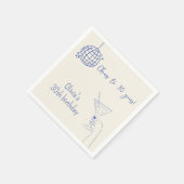 Serviette En Papier Cocktail rétro Anniversaire bleu fête (Coin)