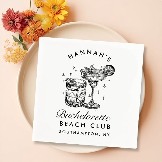 Serviette En Papier Cocktail Rétro Enterrement de Vie de Jeune Fille N