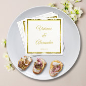 Serviette En Papier Cocktail Retro Gold Green Mariage damassé