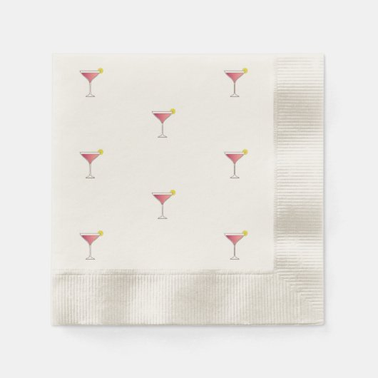 Serviette En Papier Cocktail rose avec une tranche de citron (Devant)