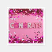 Serviette En Papier Cocktail rose "Félicitations" Serviettes (Devant)