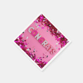 Serviette En Papier Cocktail rose "Félicitations" Serviettes (Coin)