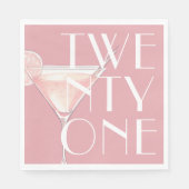 Serviette En Papier Cocktail rose moderne 21e anniversaire (Devant)