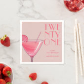 Serviette En Papier Cocktail rose moderne 21e anniversaire (En situation)