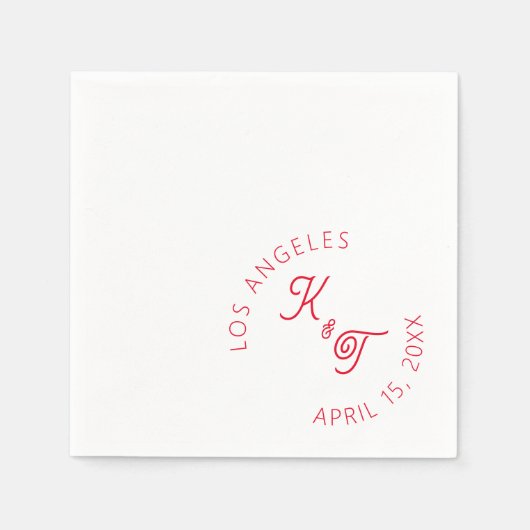 Serviette En Papier Cocktail rouge Mariage moderne Napkin (Devant)