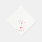 Serviette En Papier Cocktail rouge Mariage moderne Napkin (Coin)