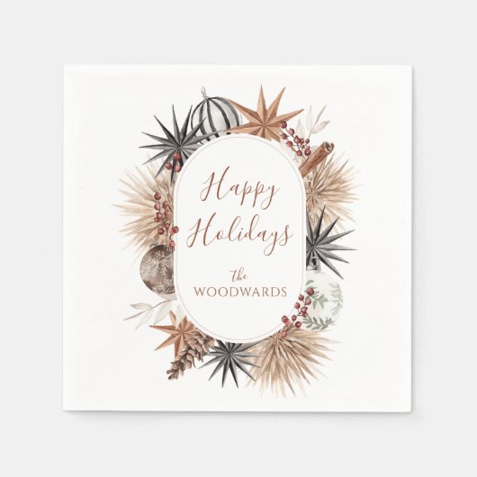 Serviette En Papier Cocktail Rustique Earthy Holiday Napkin (Devant)