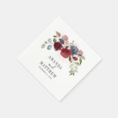 Serviette En Papier Cocktail Rustique Mariage Bourgogne Floral (Coin)