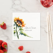 Serviette En Papier Cocktail Rustique Mariage de tournesol Napkin (En situation)