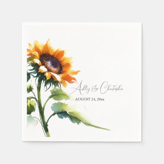 Serviette En Papier Cocktail Rustique Mariage de tournesol Napkin (Devant)