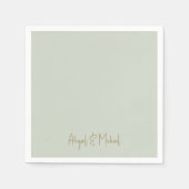 Serviette En Papier Cocktail Sage Mariage (Devant)