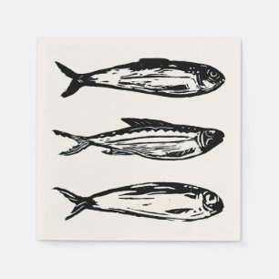 Serviette En Papier Cocktail Sardine et Mackerel Napkin