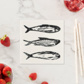 Serviette En Papier Cocktail Sardine et Mackerel Napkin (En situation)