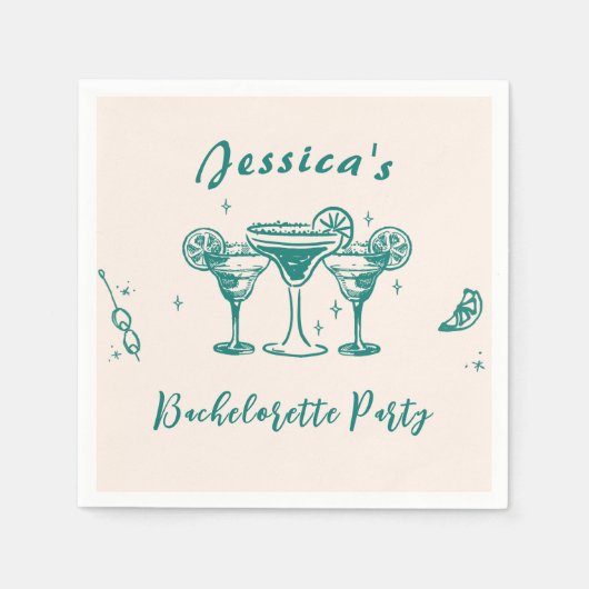 Serviette En Papier Cocktail script bachelorette (Devant)