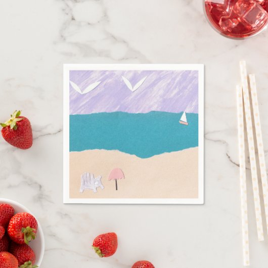 Serviette En Papier Cocktail serviettes avec conception de plage (En situation)
