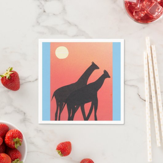 Serviette En Papier Cocktail serviettes avec design Giraffe (En situation)